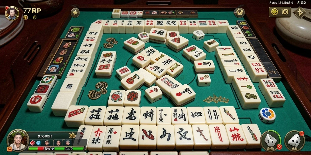 Screenshot gameplay 77RP yang menunjukkan antusiasme pemain saat bermain Mahjong.