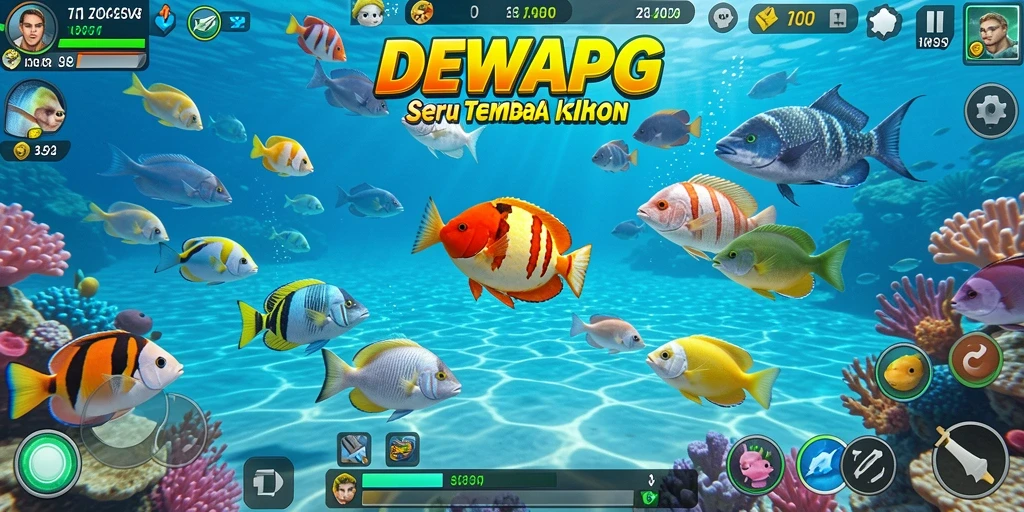 Screenshot DEWAPG menampilkan gameplay seru menembak ikan.