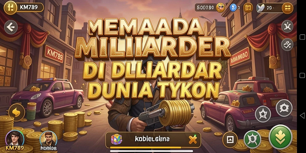 Screenshot gameplay KM789 yang menampilkan manajemen bisnis yang seru.